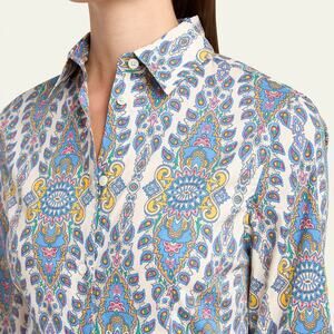 ETRO Womens button down blouse paisley white blue IT 40 US 4 italy designer